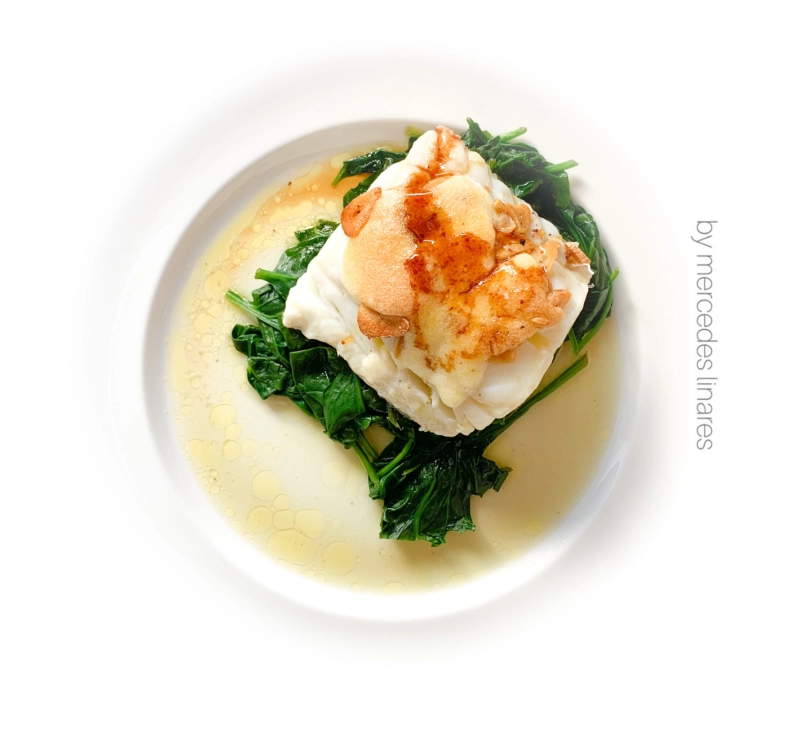 Bacalao con mayonesa de ajo al caramelo