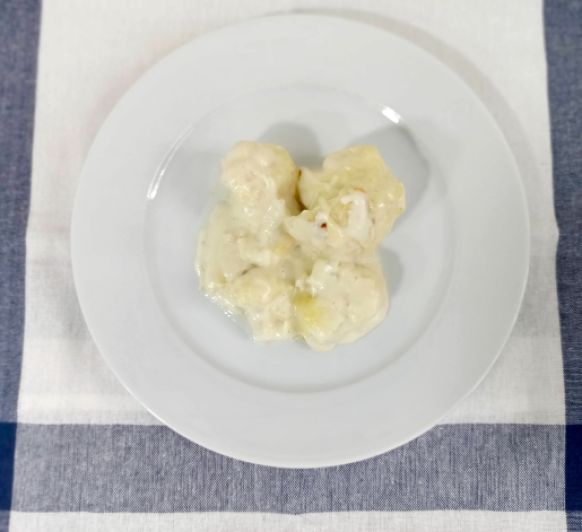 Coliflor con bechamel de queso azul hecha en Thermomix® 